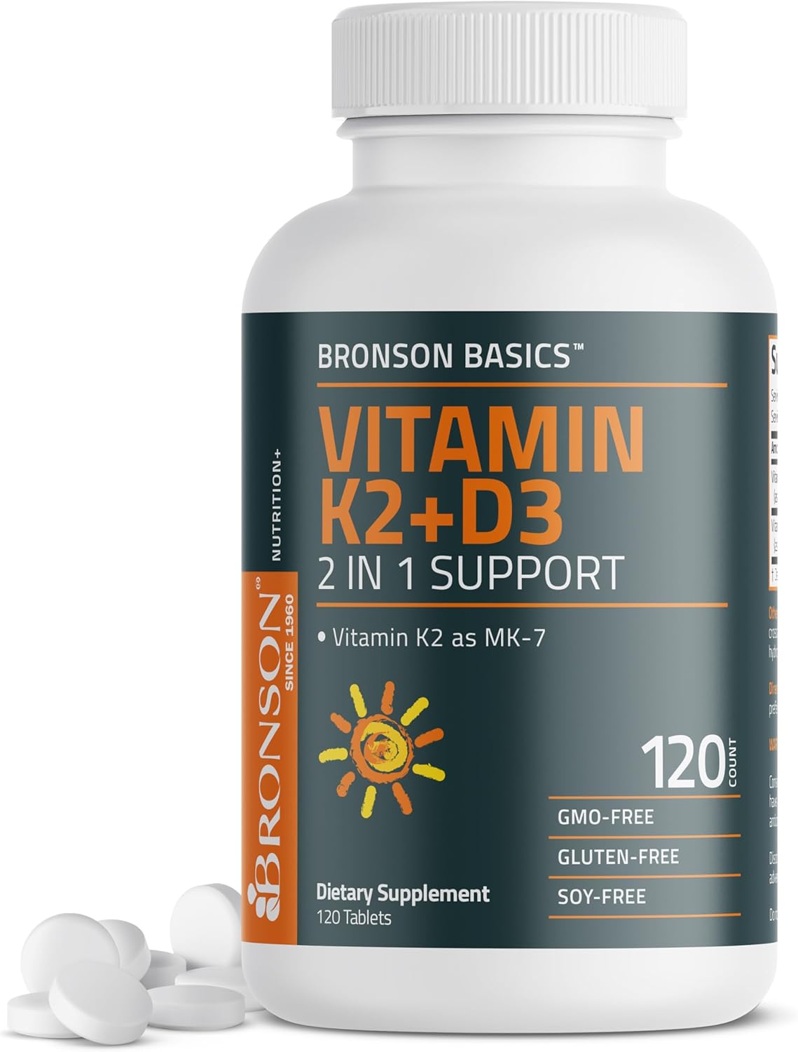 Bronson Vitamin D3 + K2, 5000IU + 90mcg